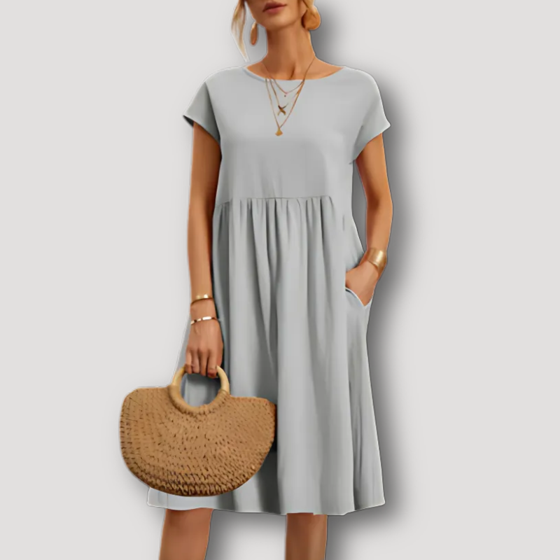 A Line Casual Korte Mouw Midi Dress Dames