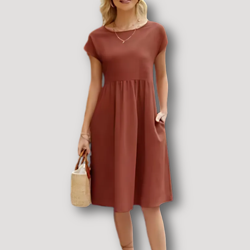 A Line Casual Korte Mouw Midi Dress Dames