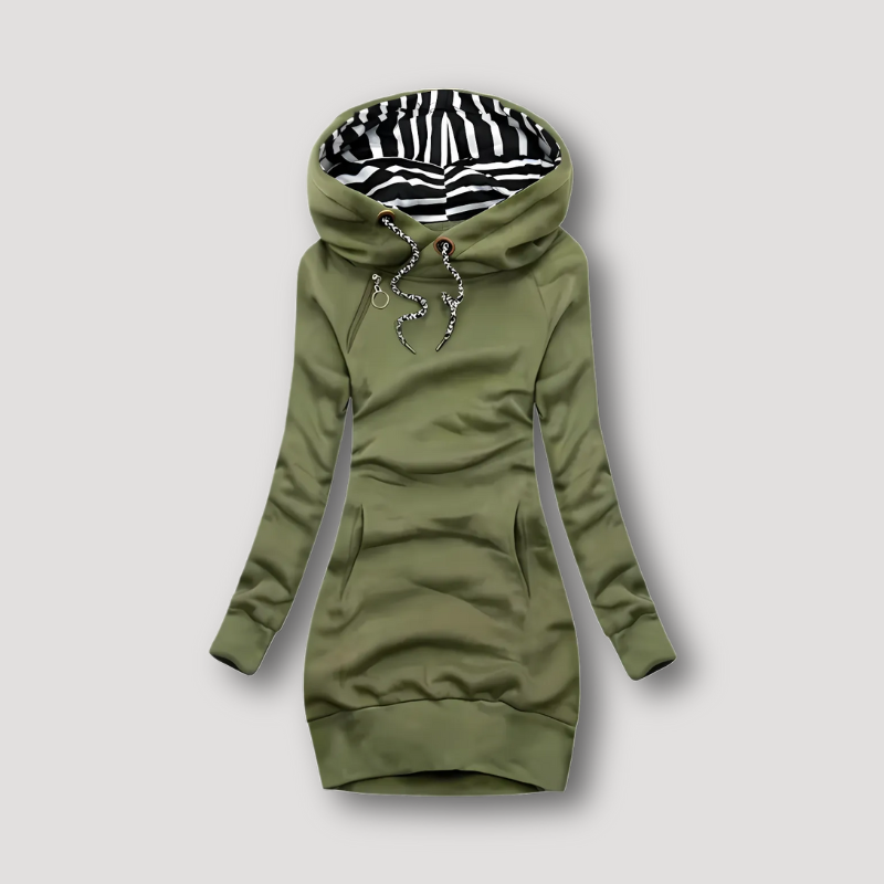 Capuchon Slank Gestreept Lining Hoodie Dress  Dames