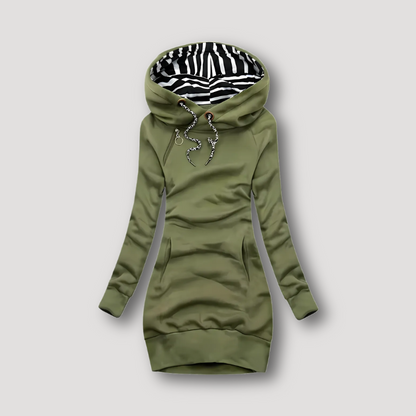 Capuchon Slank Gestreept Lining Hoodie Dress  Dames