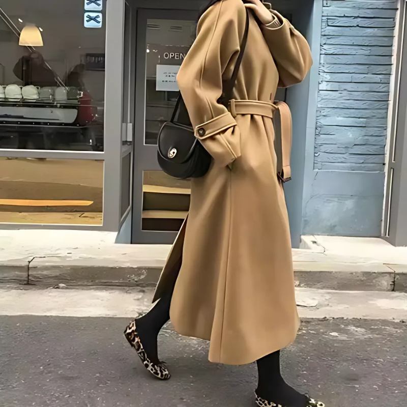 Band Taille Elegante Overcoat Trench Winter Coat Dames