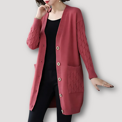 Knoopsluiting Voorzak Dames Knit Cardigan