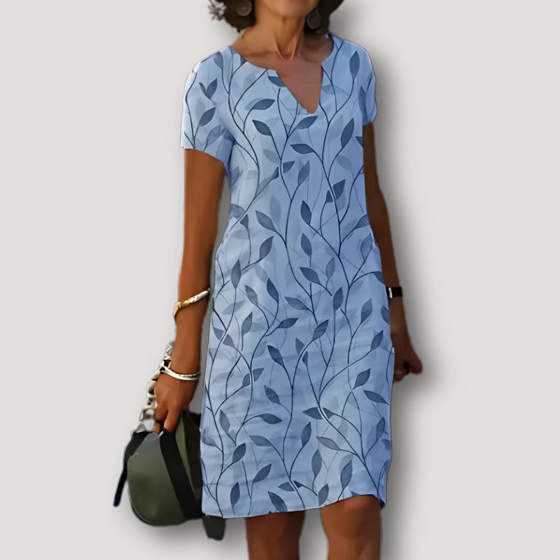 Bladpatroon Elegant Zomer Midi Dress Dames