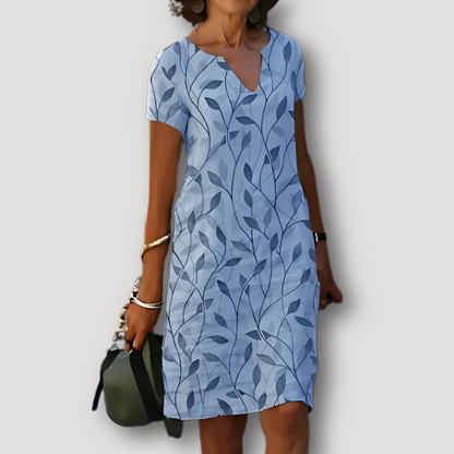 Bladpatroon Elegant Zomer Midi Dress Dames