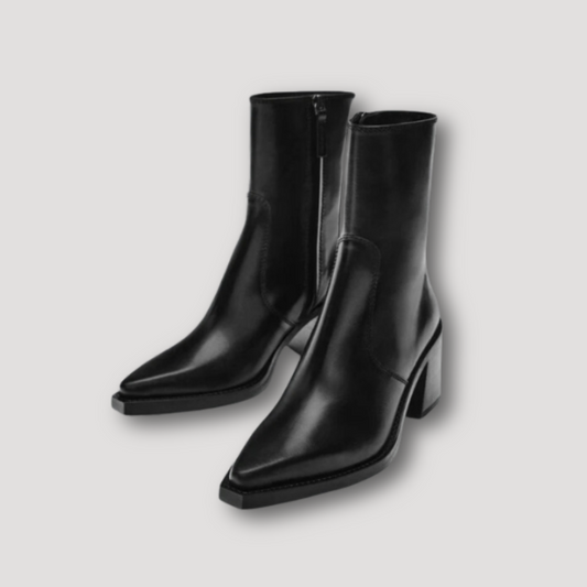 Spitse Blokhak Enkel Boots Dames