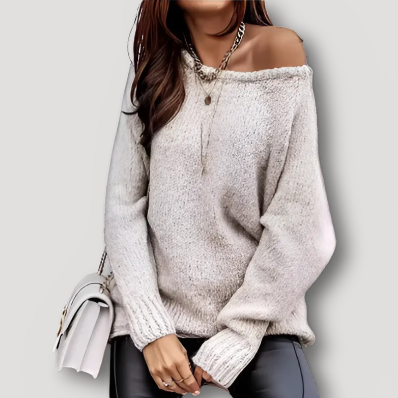 Slouchy Vrouwen Gebreid Casual Off Shoulder Trui