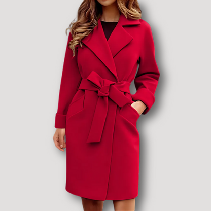 Formele Outerwear Business Tie Waist Trench Coat