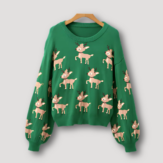 Reindeer Otwerp Christmas Groen Sweater Met Print Dames