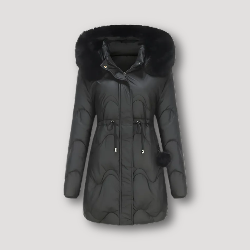 Capuchon Fur Koord Taille Dames Puffer Jas