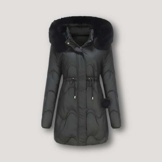 Capuchon Fur Koord Taille Dames Puffer Jas