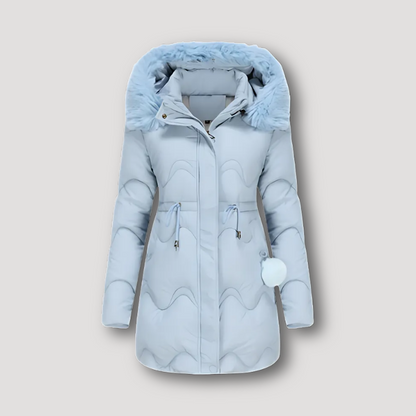 Capuchon Fur Koord Taille Dames Puffer Jas