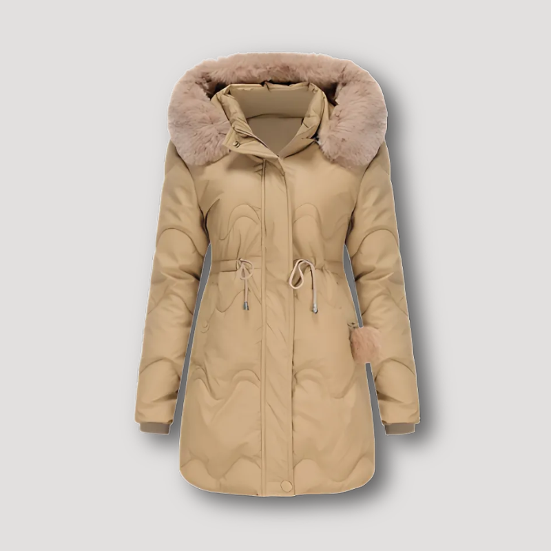 Capuchon Fur Koord Taille Dames Puffer Jas