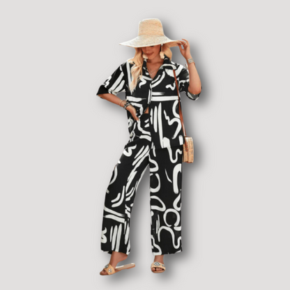 Twee Delige Abstracte Print Lounge Set Dames