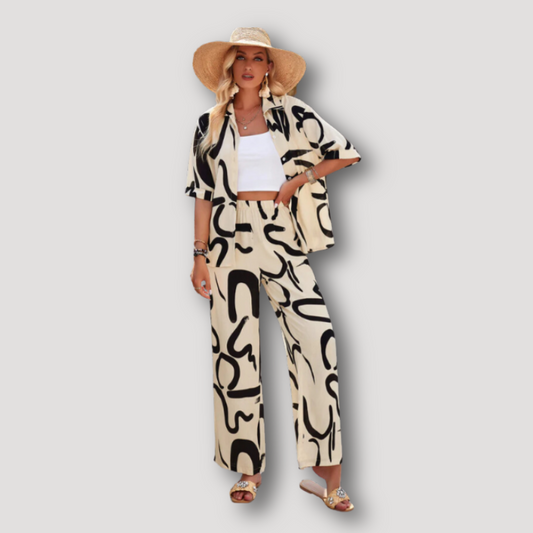 Twee Delige Abstracte Print Lounge Set Dames