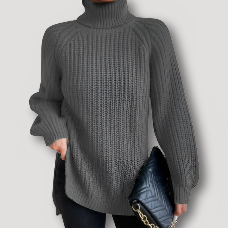 Oversized Geribd Breisel Turtleneck Knit Trui