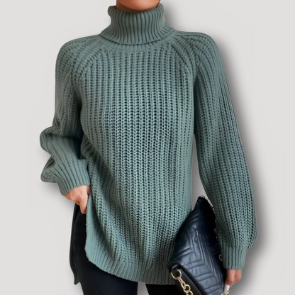 Oversized Geribd Breisel Turtleneck Knit Trui