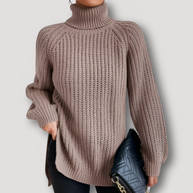 Oversized Geribd Breisel Turtleneck Knit Trui