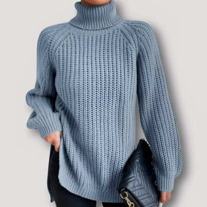 Oversized Geribd Breisel Turtleneck Knit Trui