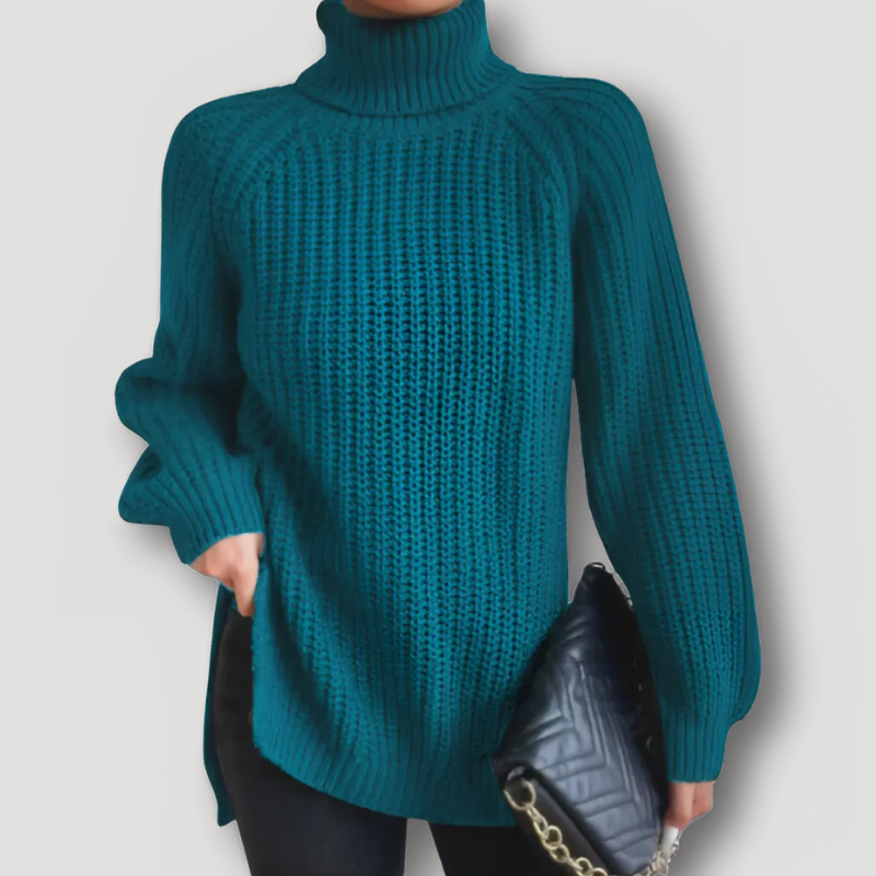 Oversized Geribd Breisel Turtleneck Knit Trui