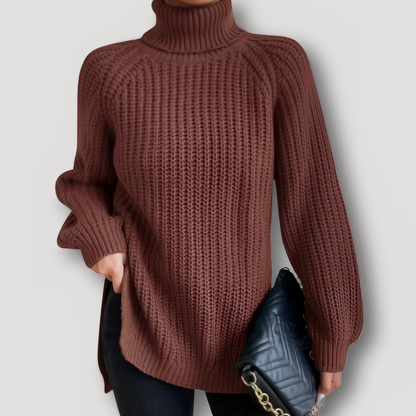 Oversized Geribd Breisel Turtleneck Knit Trui