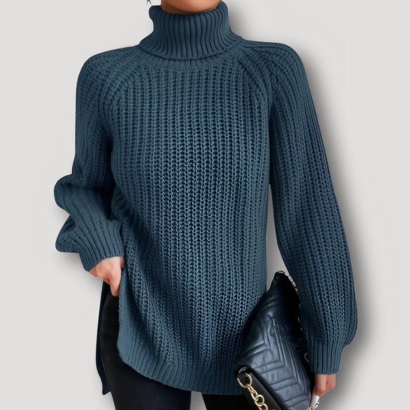 Oversized Geribd Breisel Turtleneck Knit Trui