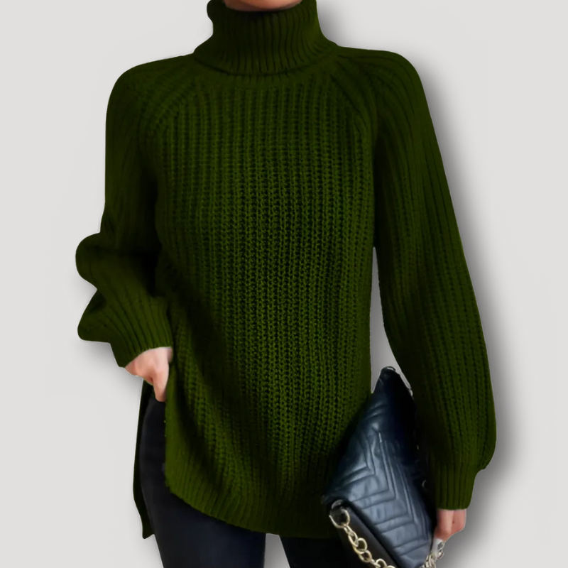 Oversized Geribd Breisel Turtleneck Knit Trui