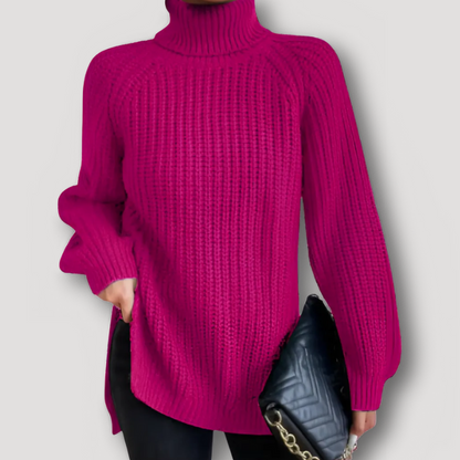 Oversized Geribd Breisel Turtleneck Knit Trui