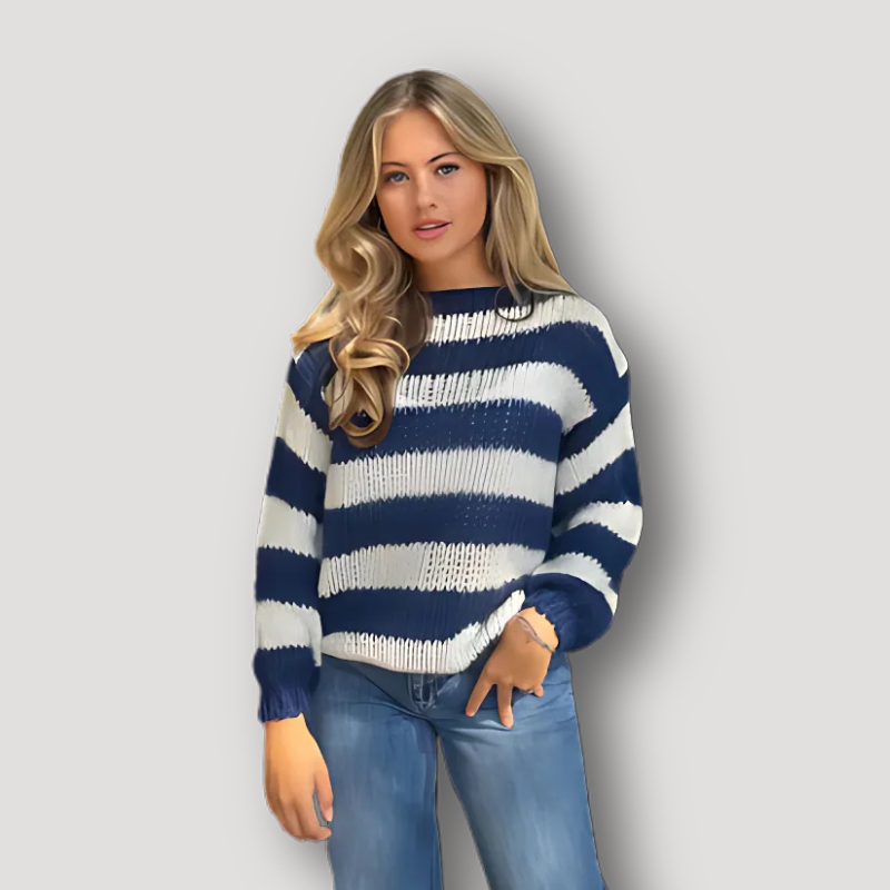 Gestreept Breisel Casual Off Shoulder Sweater Dames