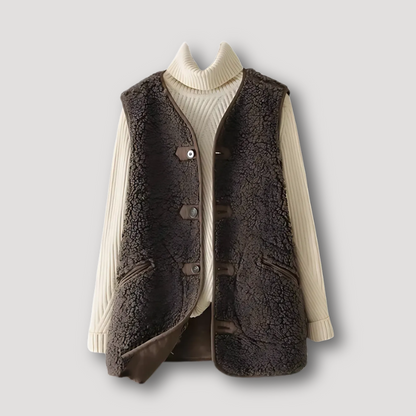 Knus Chocolade Bruin Sherpa Vest Voor Dames