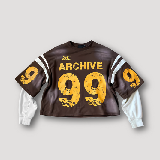 Vintage Layered Bruin Sweatshirt ARCHIVE 99 Grafisch