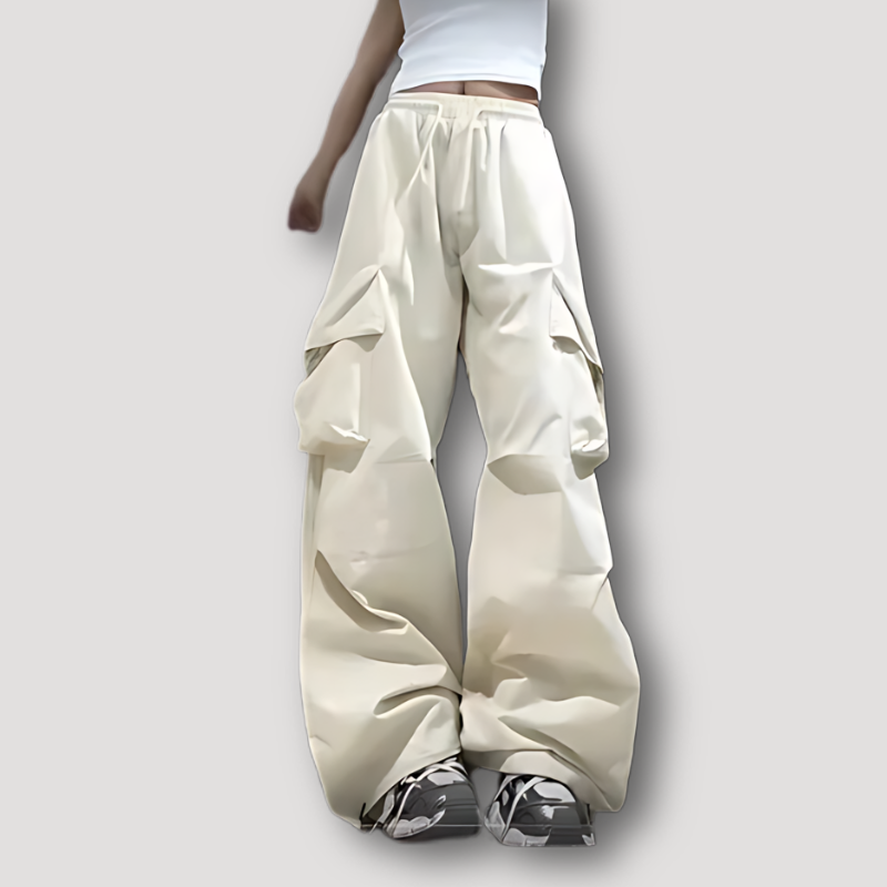 Streetwear Oversized Wide Leg Trekkoord Klassiek Cargo Broek