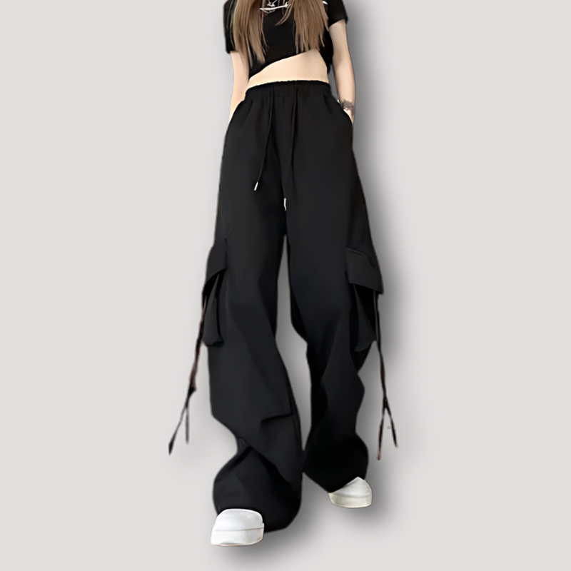 Streetwear Oversized Wide Leg Trekkoord Klassiek Cargo Broek