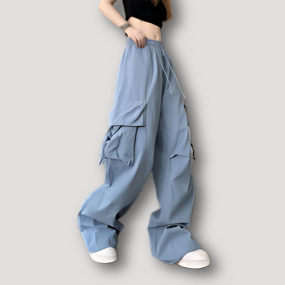 Streetwear Oversized Wide Leg Trekkoord Klassiek Cargo Broek