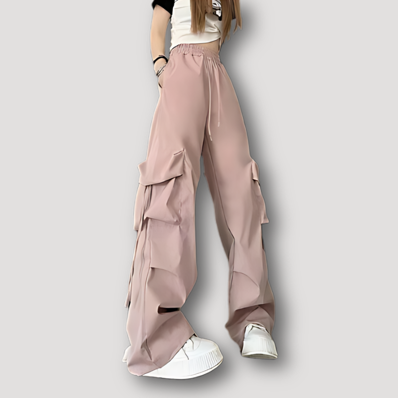 Streetwear Oversized Wide Leg Trekkoord Klassiek Cargo Broek