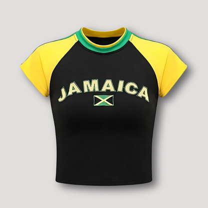 Sportief 'JAMAICA' Grafisch Cut Top Raglan Mouw Shirt