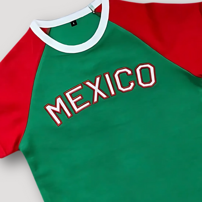 Sportief 'MEXICO' Grafisch Druk Cut Raglan Mouw Shirt