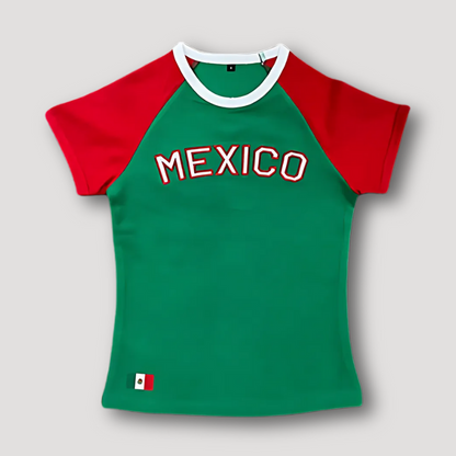 Sportief 'MEXICO' Grafisch Druk Cut Raglan Mouw Shirt