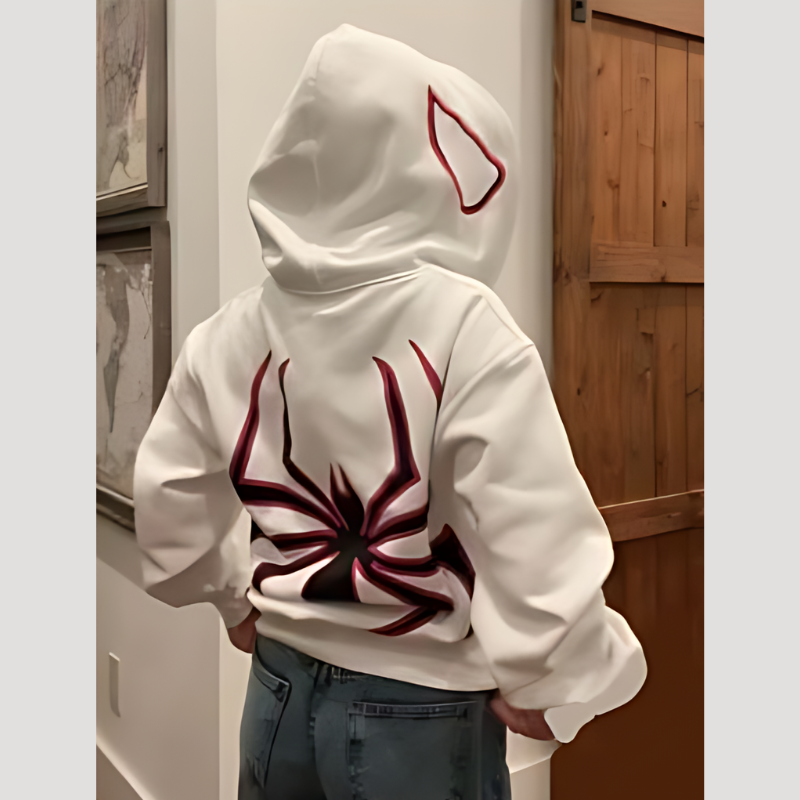 Y2K Spider Printed Zipper Hoodie - Streetwear voor mannen en vrouwen