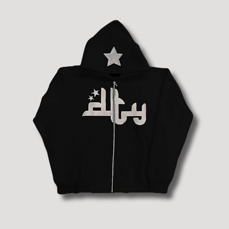 Y2K Star Print Hoodie - Streetwear hoodie heren met rits