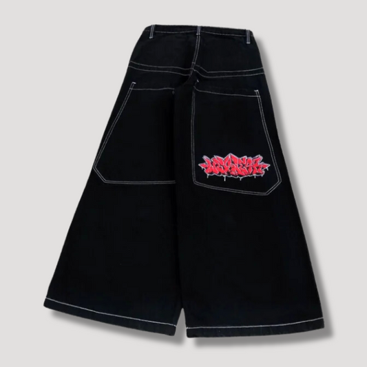 Graffiti Baggy Shorts - Zwarte Korte Broek - Wijde Pijpen - Streetwear