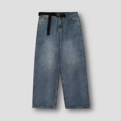 Grunge Stijl 90s Baggy Donkerblauwe Denim Jeans