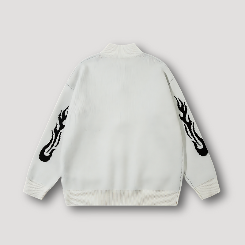 Zip Up Abstracte Vlammen Gotisch Font Sweater