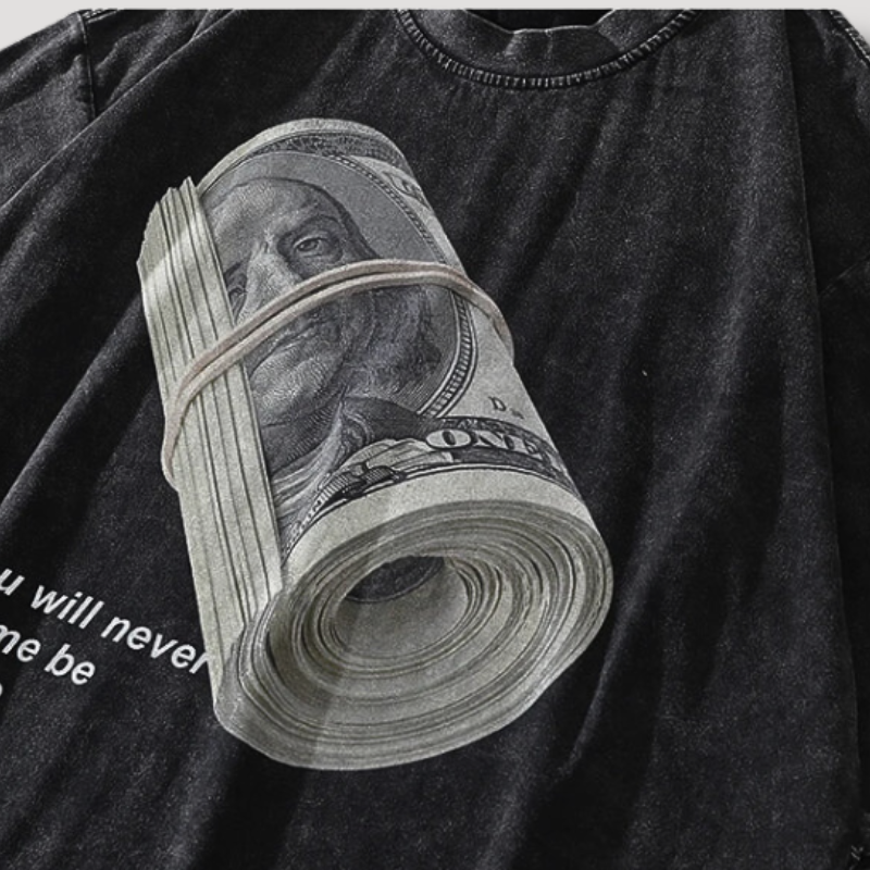 Y2k Dollar Printed Oversized T-shirts - Vintage hiphop streetwear