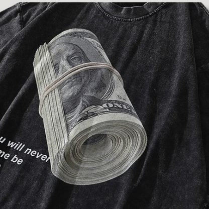 Y2k Dollar Printed Oversized T-shirts - Vintage hiphop streetwear