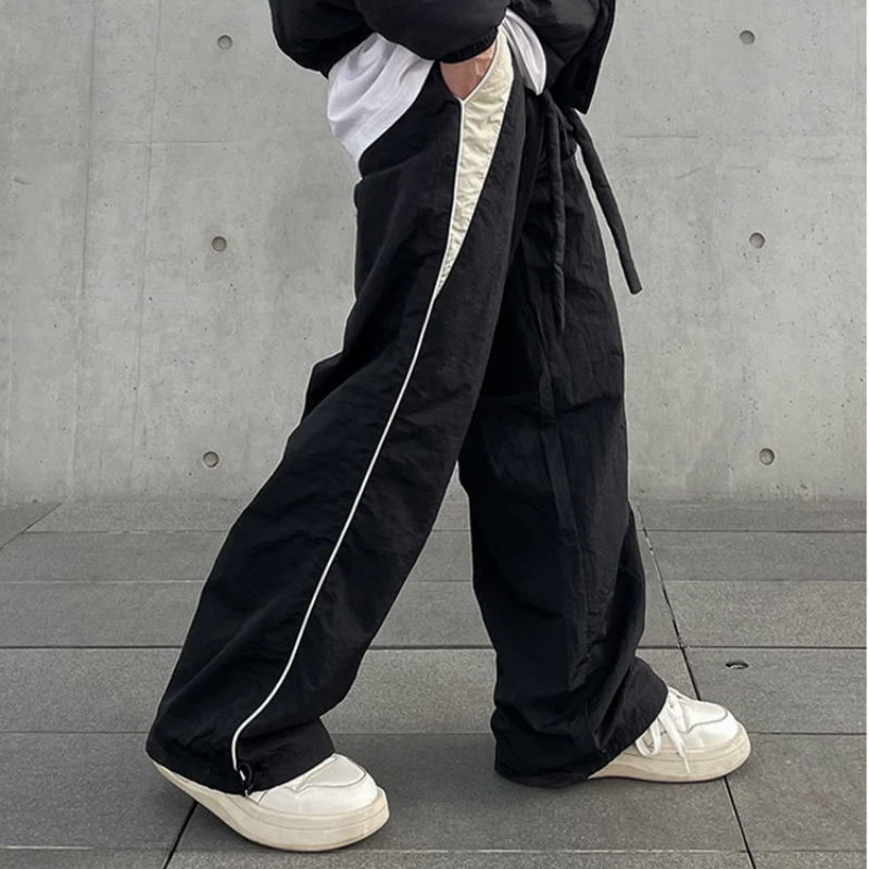 Witte Gestreepte Baggy Joggingbroek Met Koord