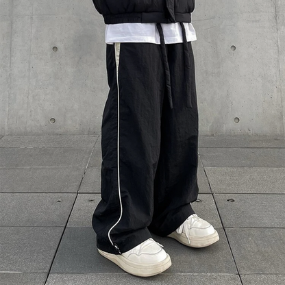 Witte Gestreepte Baggy Joggingbroek Met Koord