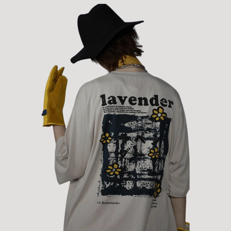 Lavender Grafische Print Oversize Tee Shirt