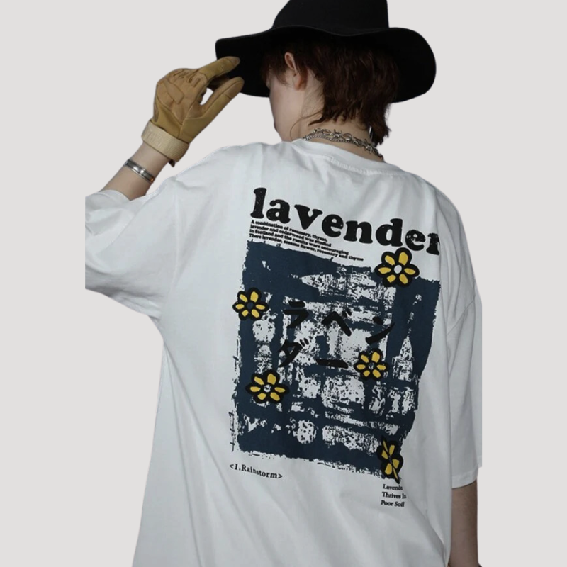 Lavender Grafische Print Oversize Tee Shirt