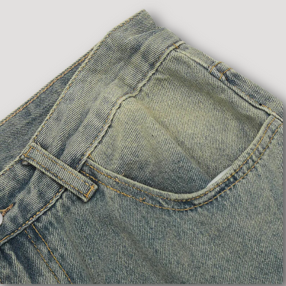 Ripped Kruislingse Patchwork Gewassen Rechte Y2k Jeans