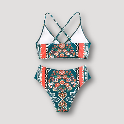 Groen Bralette Boheems Wikkel Top Bikini Set